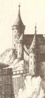 Die Palisaden der Zugbrcke auf der Abbildung Vischers von 1672, angedeutet