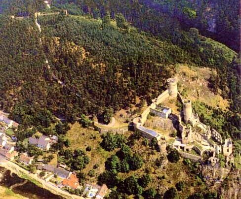 Kollmitz Ruine mit Böhmischer Mauer Luftaufnahme