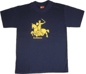 Die T-Shirts mit dem Motiv eines Ritters in gelb für Kinder